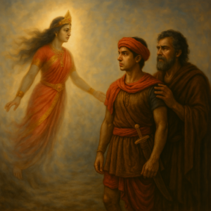 Ganga returns a fully trained Bhishma to Shantanu