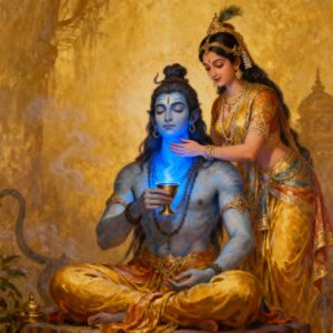 Shiva drinking halahala from the Samudra Manthan