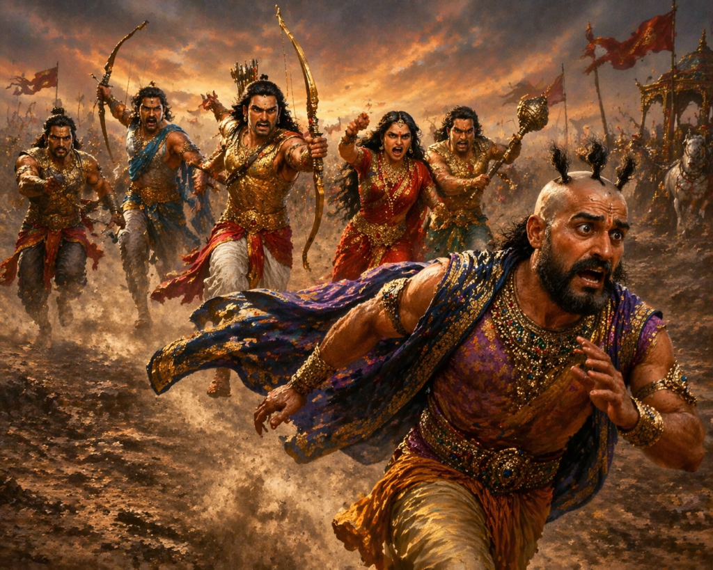 Dushala's husband, Jayadratha, tonsured and humiliated