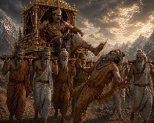 Nahusha kicking Sage Agastya in anger 