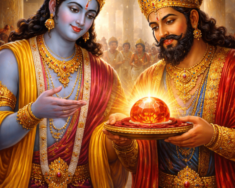 Shatrajit Shows the Syamantaka Gem to Krishna
