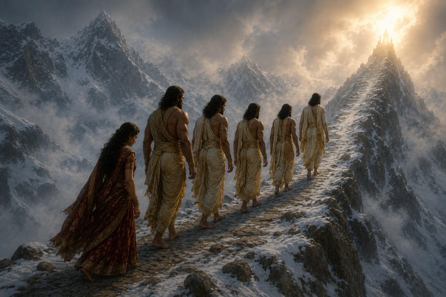 Pandavas Draupadi Leave for Swargarohini