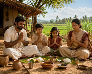 Farmer and his family praying