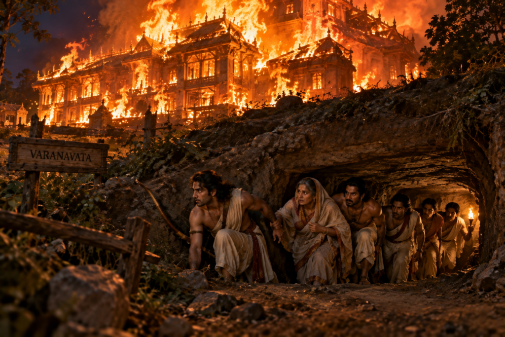 Varanavata Lakshagriha up in flames
