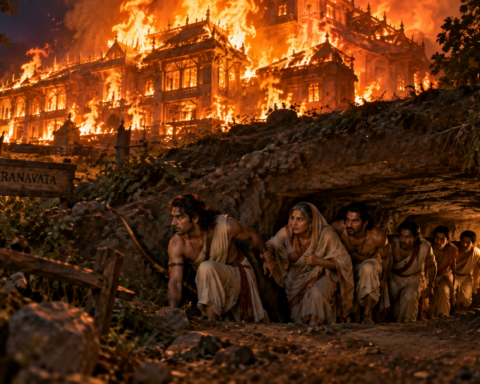 Varanavata Lakshagriha up in flames